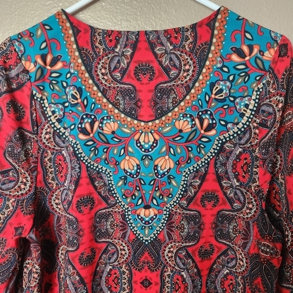 NLW Boho Paisley Mixed Print Mini Shift Dress-Size L (NWT) - Picture 8 of 10